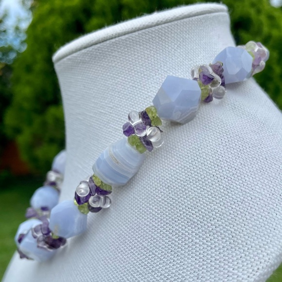 Ross Simons Blue/Purple Agate Quartz Necklace Choker - Picture 4 of 16